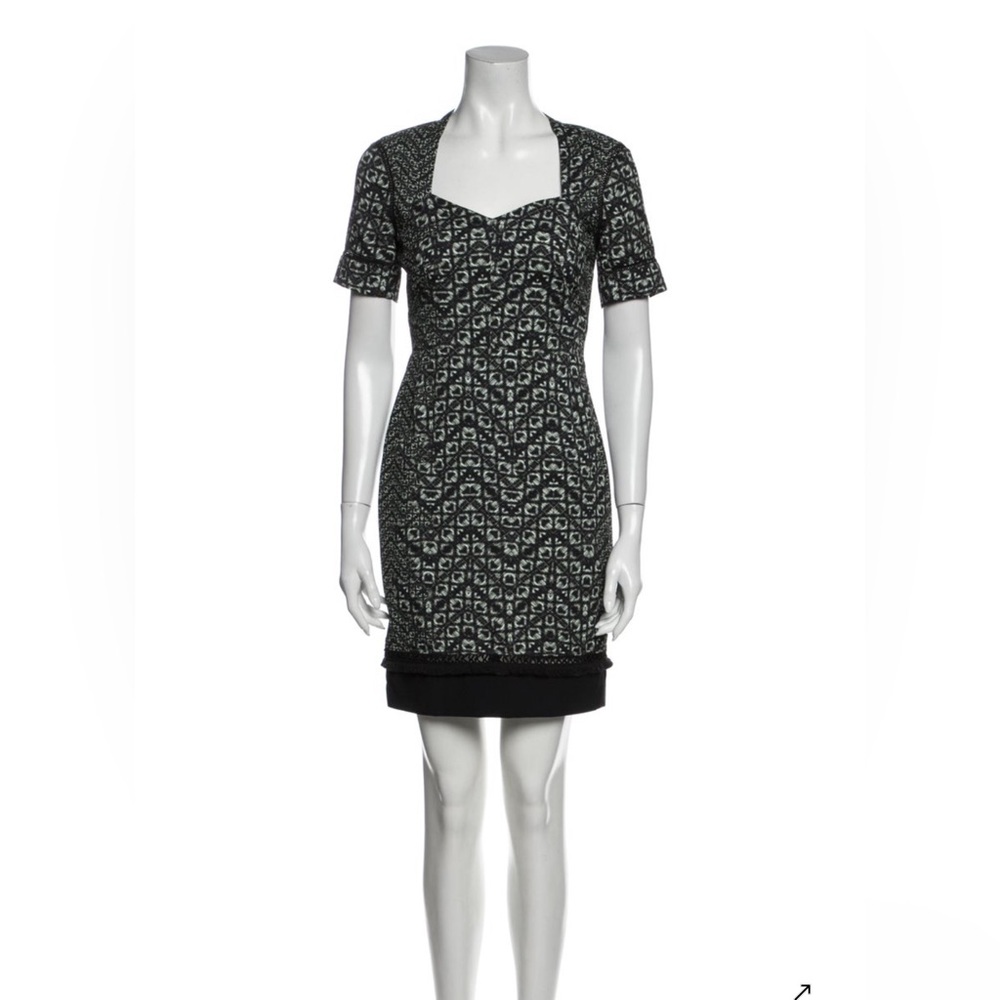 Yigal Azrouel Black and White Patterned Midi Dress
